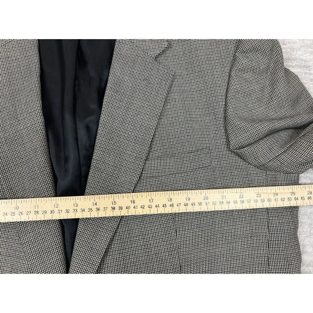 Robert Stock Blazer Mens‎ 48R Gray Polyester Wool Jacket Sport Coat